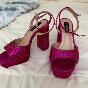 Aqua pink sparkly heels